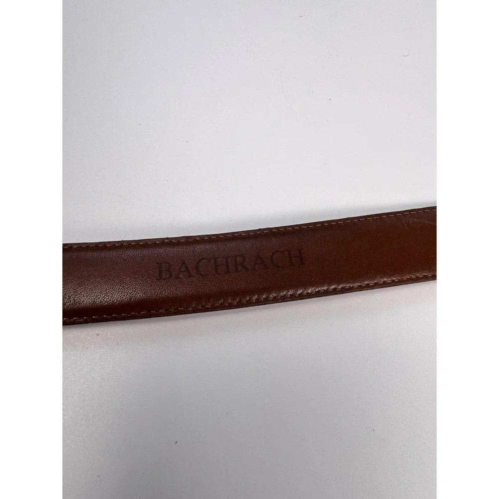 Bachrach Men Brown Faux Gator Leather Belt Gold Buckle Size 36 USA Vintage